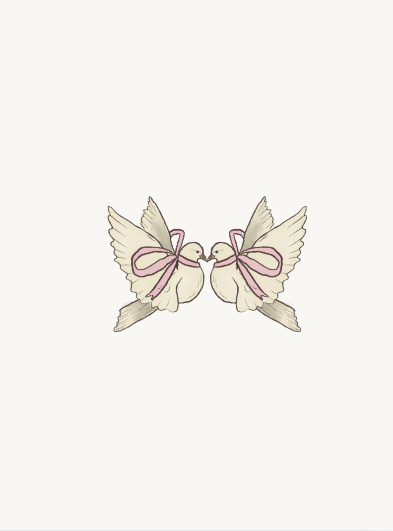 Two Beautiful Doves with Ribbon Card