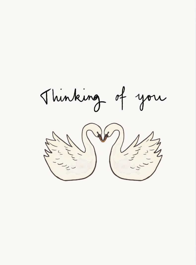 Thinking of You Two Swans Card